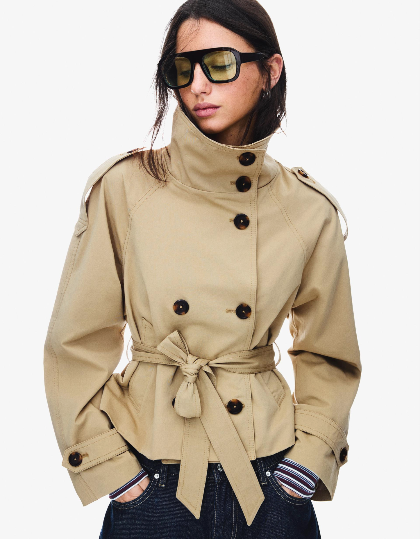 Lazarno Fashionable Belted Waist Trench Coat