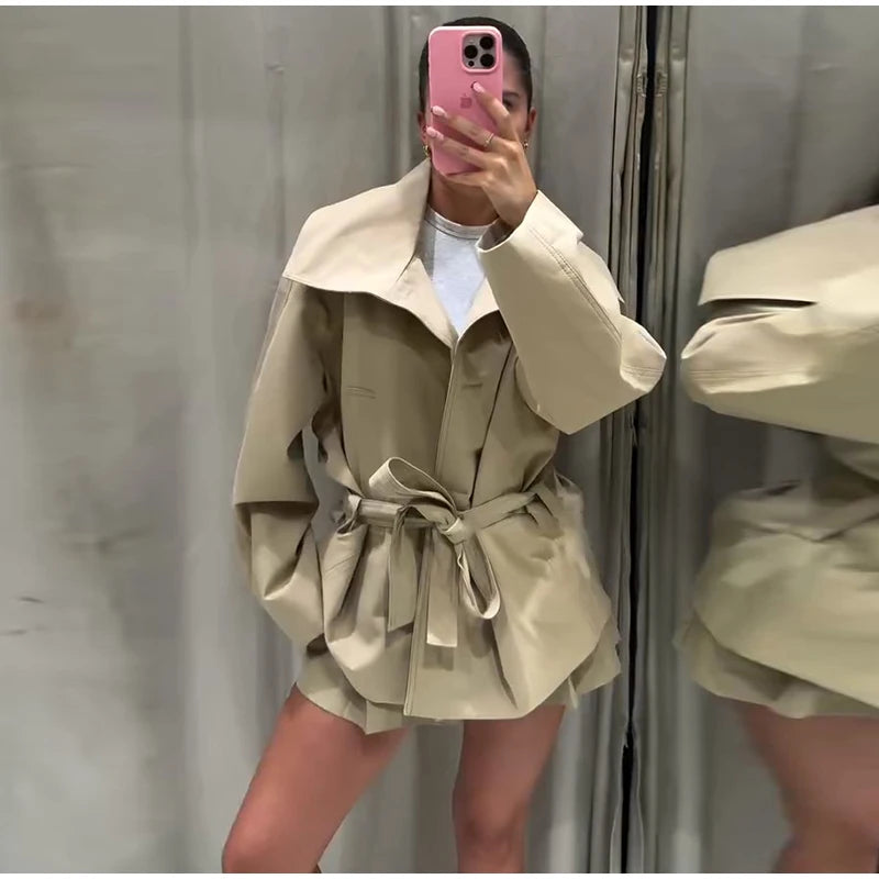 Lazarno Fashionable Belted Waist Trench Coat