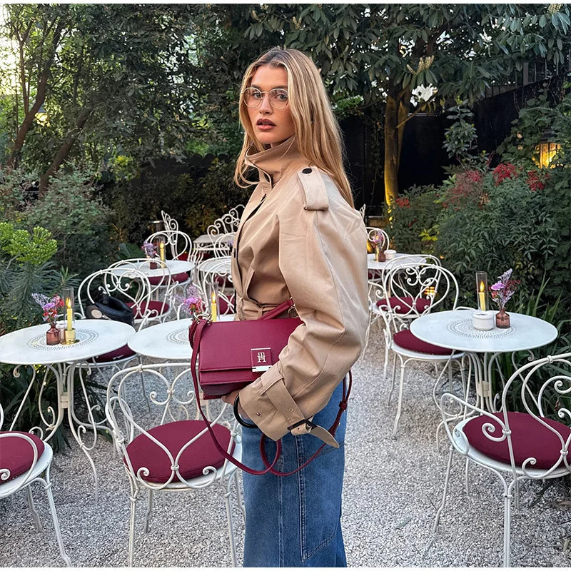 Lazarno Fashionable Belted Waist Trench Coat